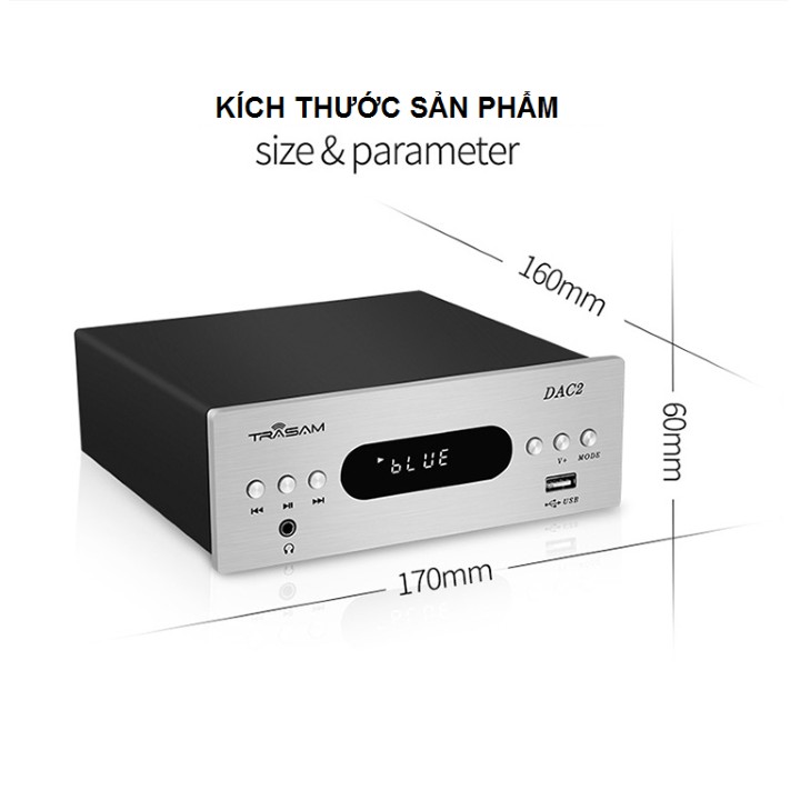 Bộ Giải Mã Khuếch Đại Âm Thanh Trasam Dac 2 Pro Bluetooth 24Bit 192Khz