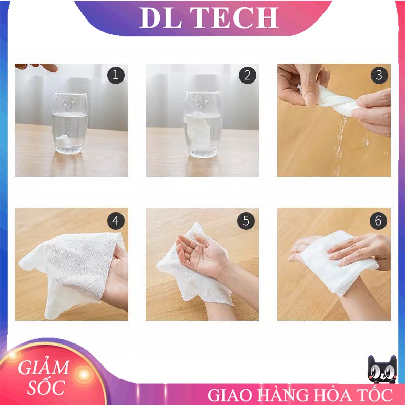 Khăn giấy nén hàn quốc hình viên kẹo bỏ túi du lịch vải cotton KN13 DL TECH