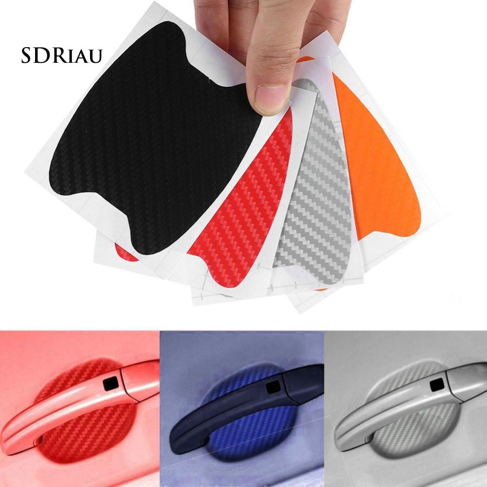 4Pcs Universal Carbon Fiber Car Door Handle Scratch Protector Film Stickers