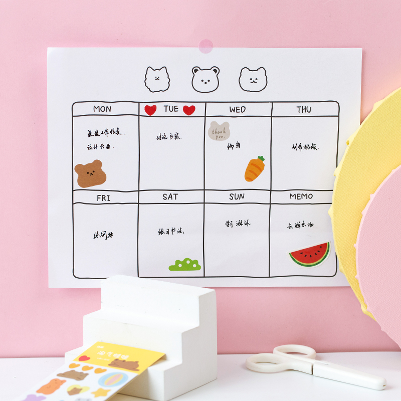 Set 4 tấm nhãn dán trang trí album hình gấu dễ thương từ PVC DIY