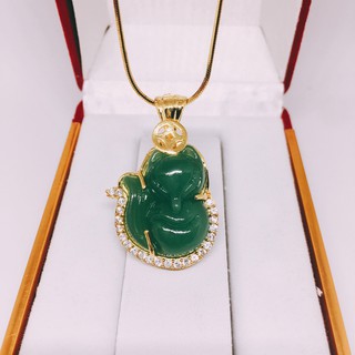Dây chuyền vàng nữ + mặt phong thủy ( Hồ ly xanh lá)