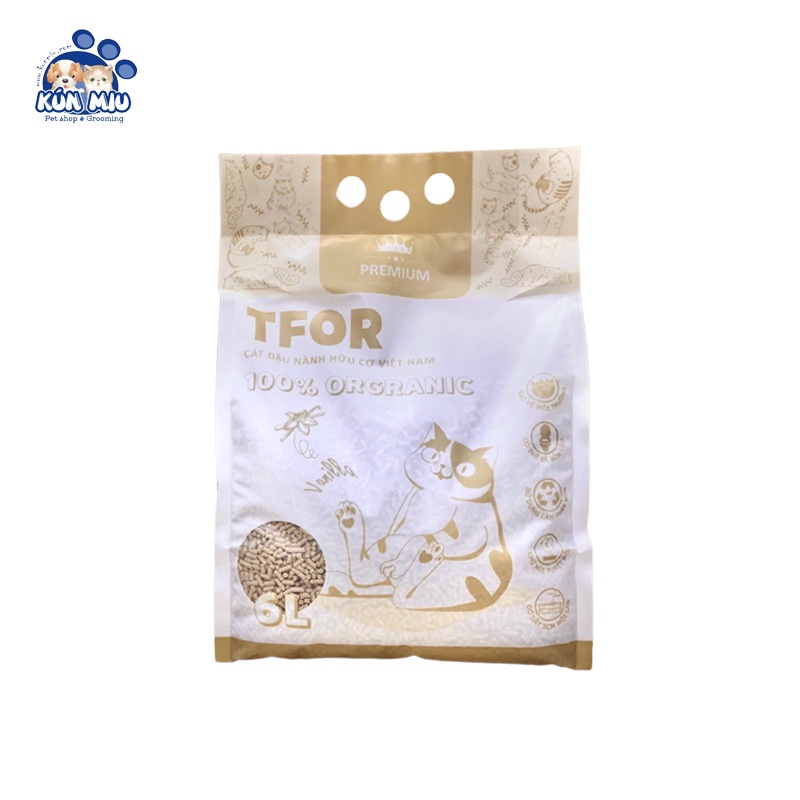 Cát vệ sinh đậu nành hữu cơ,cát mèo,cát hamster TFOR PREMIUM túi 6L (100% organic)