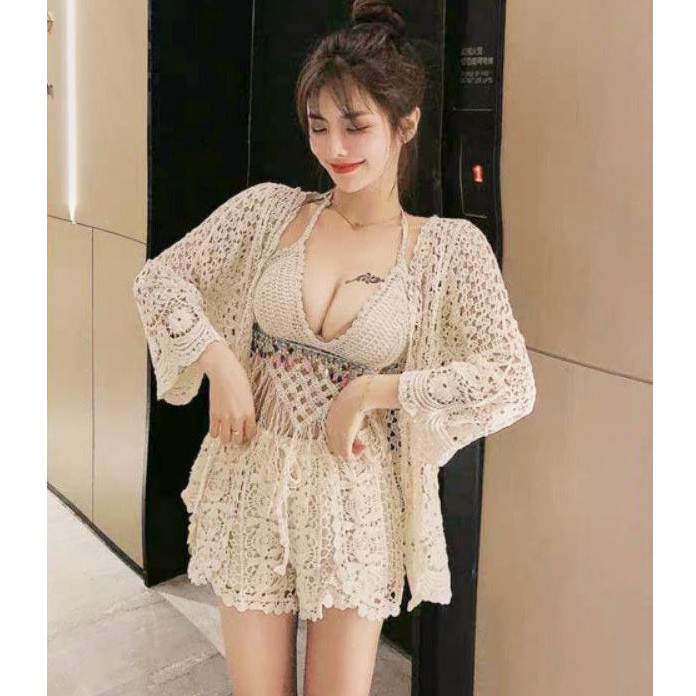 [CÓ VIDEO] Bikini Len Móc 3 Món Bikini ren đi biển, ẢNH THẬT SÀN | BigBuy360 - bigbuy360.vn