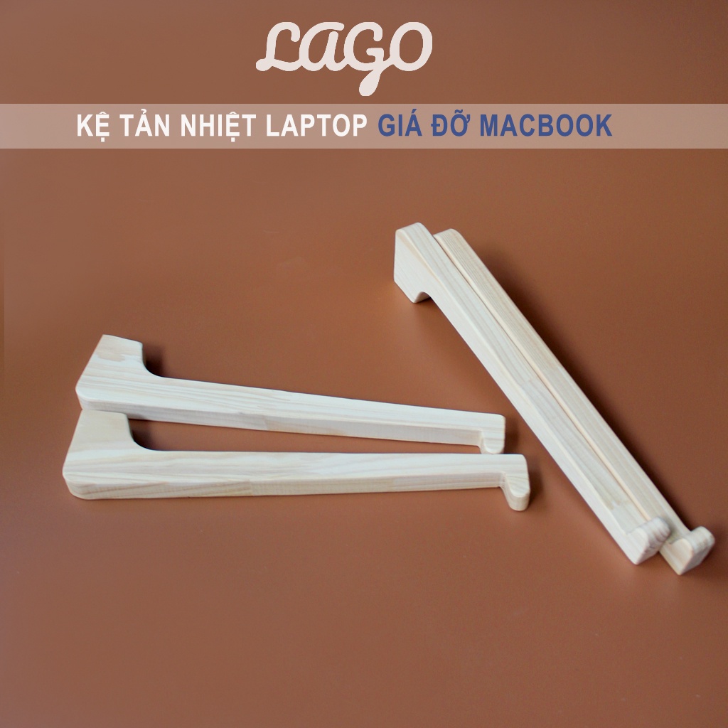 Giá đỡ laptop tản nhiệt gấp gọn bằng gỗ, kệ laptop để bàn LAGO Kê máy tính xách tay, đế macbook