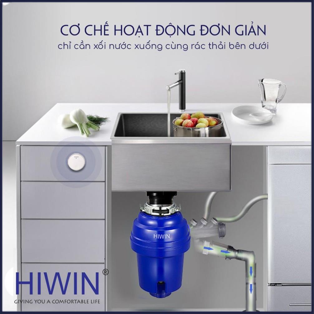 Máy xử lý rác xay rác nhà bếp dành cho gia đình công suất 475W màu xanh HIWIN LJ-475B
