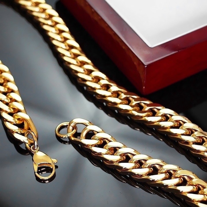 Dây chuyền nam inox kiểu lặc đôi 9mm mạ vàng siêu đẹp, bền màu - Đem lại đẳng cấp phong độ cho người đeo