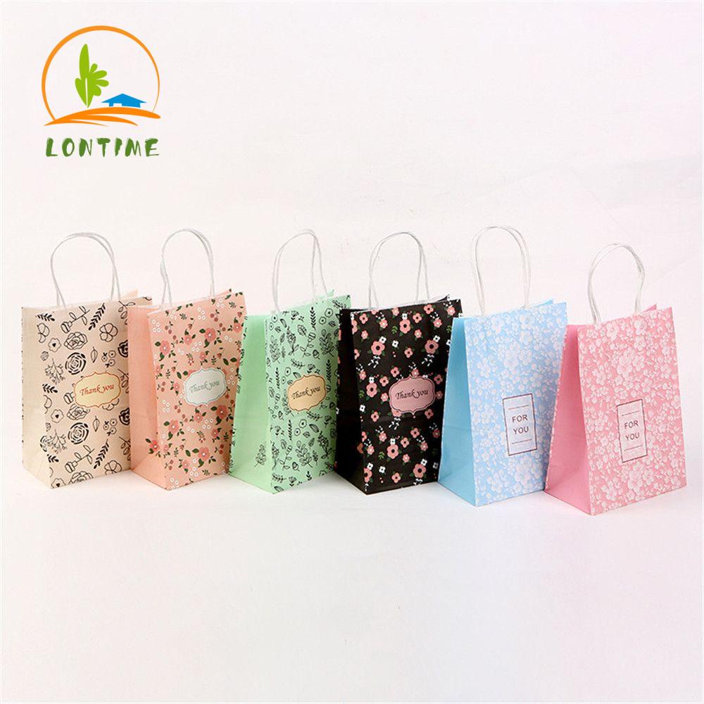 Túi giấy Kraft đựng quà tặng bánh kẹo in chữ Thank You có quai cầm tinh tế dễ thương