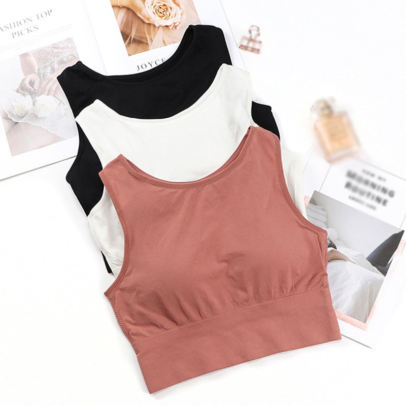 Áo Lót Thể Thao Màu Trơn Có Đệm Ngực Hở Lưng Phong Cách Hàn Quốc Cho Nữ