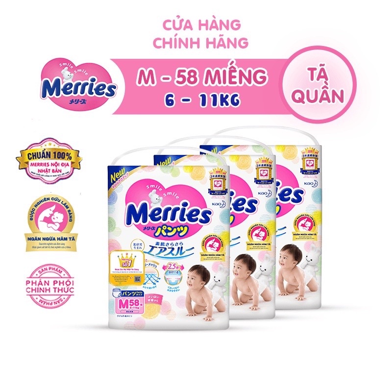 Tả / Bỉm Quần Merries M58/ L44/ XL38/ XXL26
