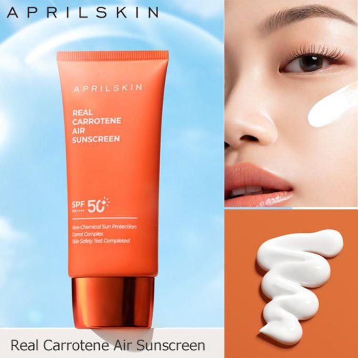 Kem chống nắng cà rốt Aprilskin Real Carrotene Air Sunscreen 50ml + Tặng 1 Tinh chất cà rốt mini Aprilskin 10ml