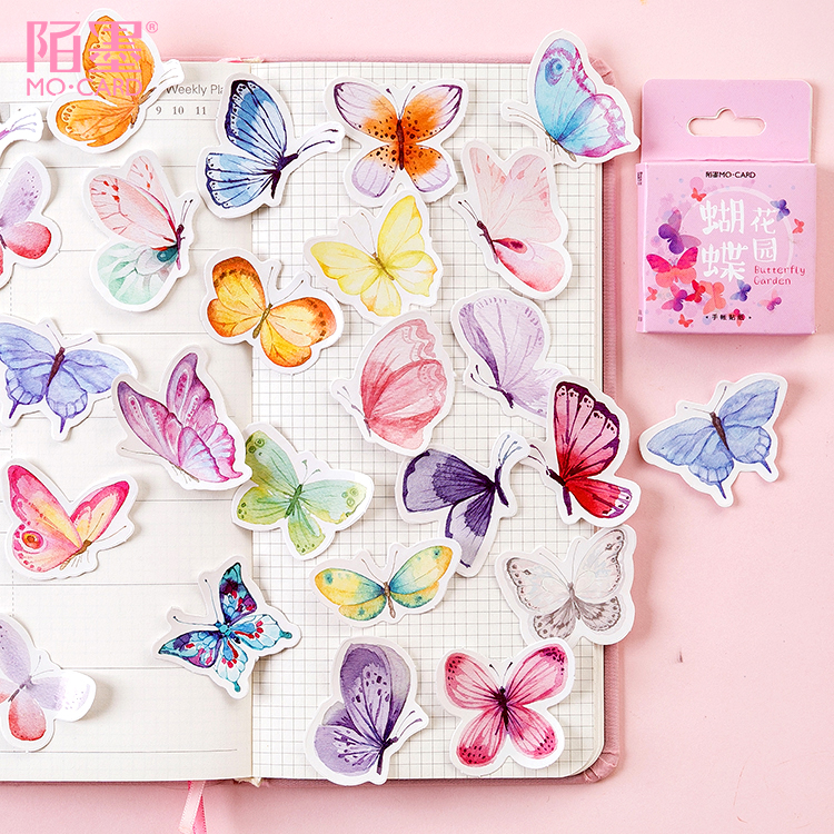 46Pcs/box Butterfly Stickers Set Scrapbooking DIY Decor Stationery