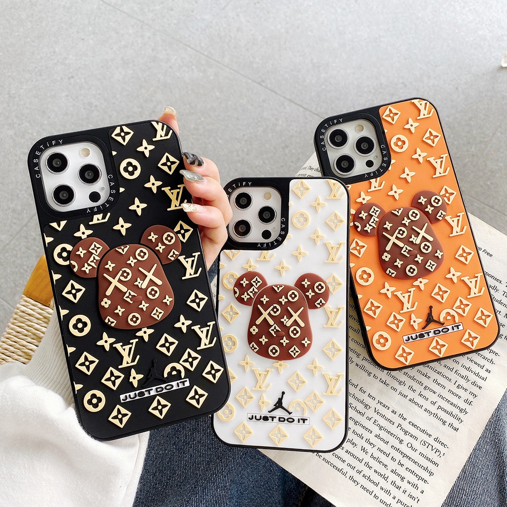 HÌNH GẤU CUTE Ốp Điện Thoại Silicon In Logo 3D LV Kaws Gấu lưng cứng Casetify iphone 7 8 X XS 11 12 13 14 PRO PLUS MAX