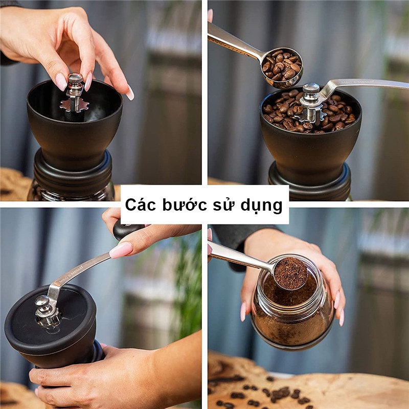 Máy xay cafe cầm tay Tặng 1 Bình Thủy Tinh Cối xay cà phê cầm tay Máy xay cà phê Máy xay tay cafe Coffee Grinder