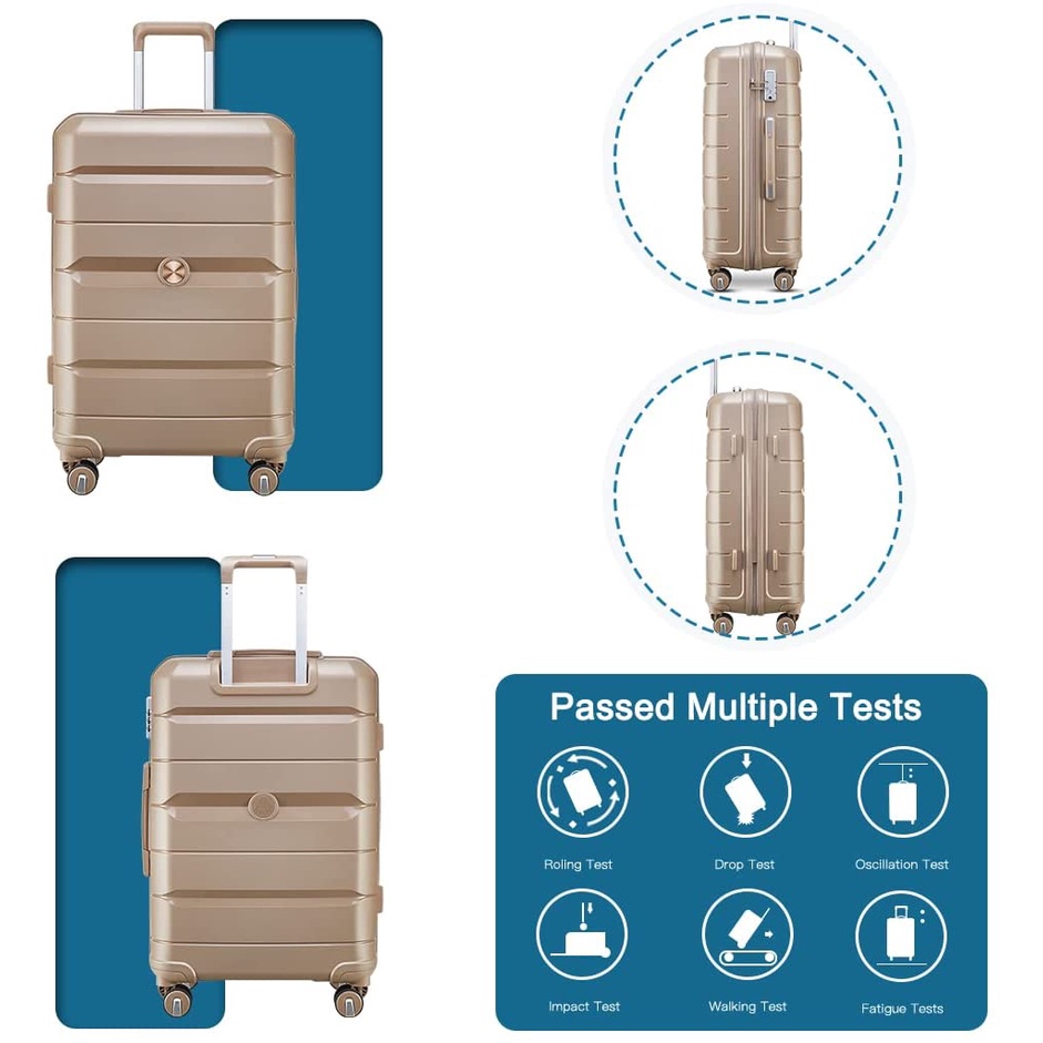 Vali du lịch Cao Cấp Sea Choice 1921 Nhựa PP nhẹ Size 14+20/24/28'' 7 màu khóa số TSA và dây kéo YKK 4 bánh quay 360 độ
