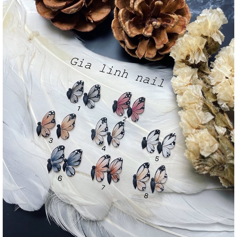 Hoa bướm bột nail ( set 2 bông/ 10 bông )