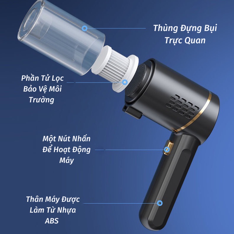 Máy Hút Bụi Giường Nệm Không Dây Máy Hút Bụi Ô Tô Cầm Tay Mini Tiện Lợi Vệ Sinh Nhà Cửa ASAKI OFFICIAL