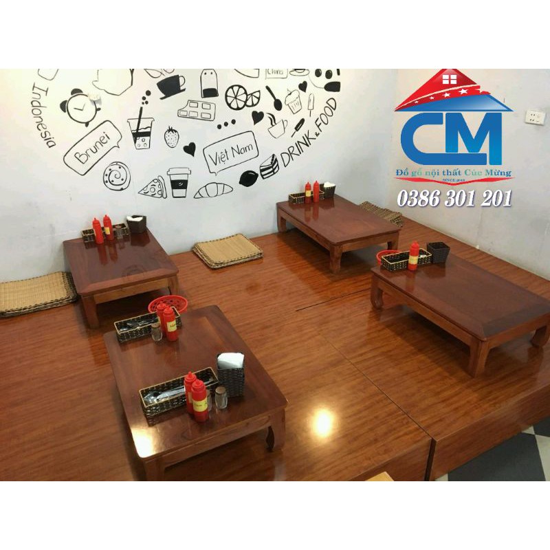 Bàn trà Nhật gỗ xoan 90cm ngồi bệt