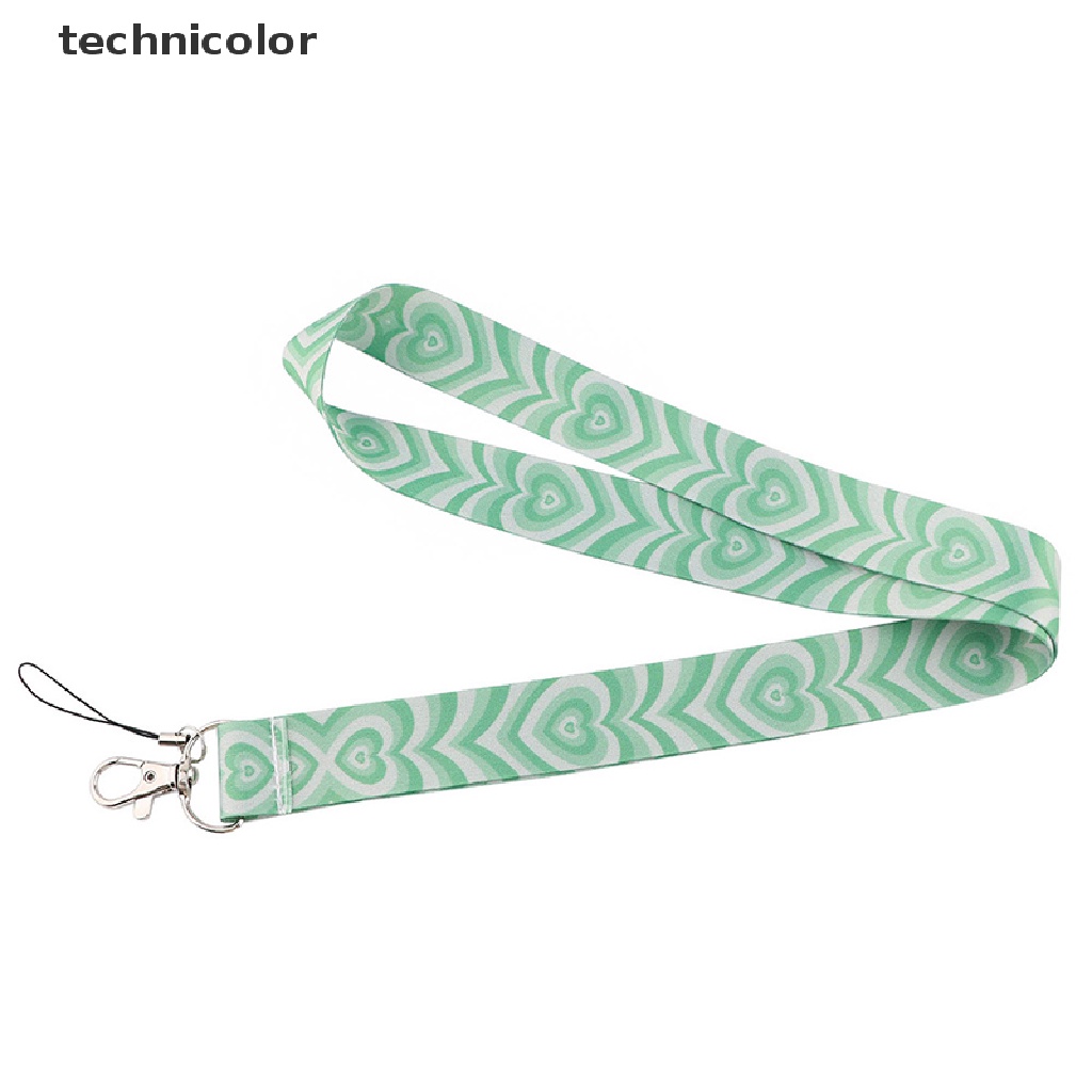 Dây Đeo Cổ Gắn Điện Thoại / Chìa Khóa / Thẻ ID Họa Tiết Trái Tim Màu Xanh Dương