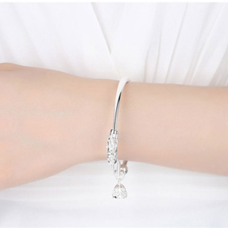 925 bảng Anh bạc vòng tay tinh tế hoa sen trang sức thời trang nữ