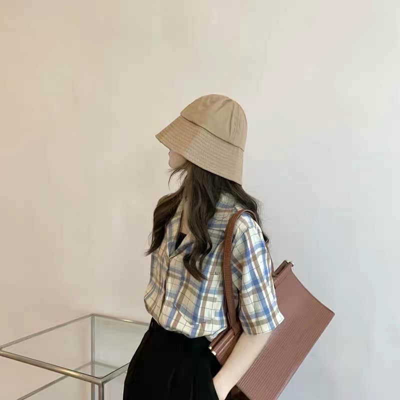Áo Sơ Mi Cổ Vest Vintage Nữ [FREESHIP] 🌸 Thun phông cộc tay kẻ sọc caro dáng suông cá tính Ulzzang HOT 🌸 | BigBuy360 - bigbuy360.vn