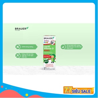 Bổ Sung Vitamin D3, Giúp Tăng Cường Hấp Thu Canxi Và Khoáng Chất Brauer Baby & Kids Liquid Vitamin D 400Iu 0+ 10Ml