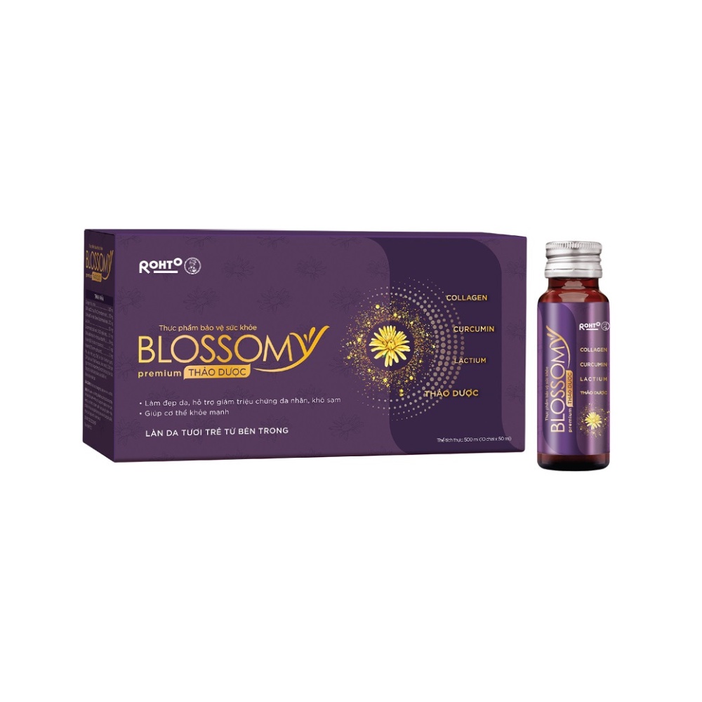 Thực phẩm collagen uống hệ thảo dược Rohto Blossomy Premium hộp 10 chai x 50ml