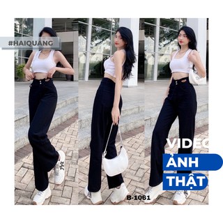 QUẦN BÒ ỐNG SUÔNG QUẦN BÒ ỐNG RỘNG CẠP CAO HAIQUANG DÁNG DÀI CỰC CÁ TÍNH MÃ 402