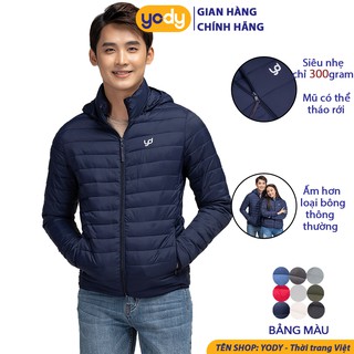 Áo phao nam Ultra Soft YODY áo khoác phao siêu nhẹ chỉ 300gram, mũ có thể tháo rời PHM3000