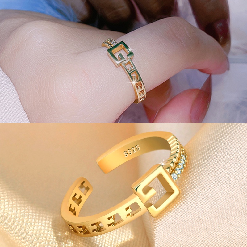 925 Silver Rings Women Korean Fashion Adjustable Crystal Rings Wedding Rings Accessories Gifts