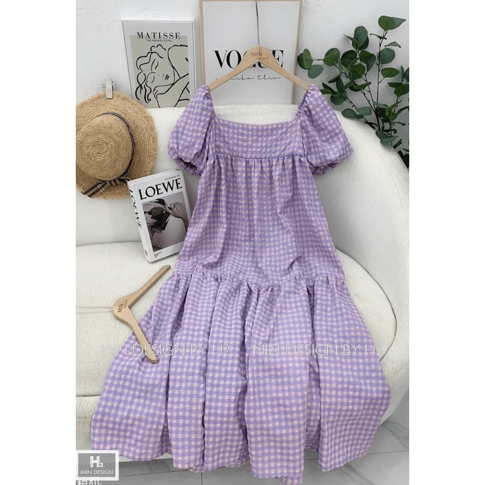(Mẫu Mới) Đầm Xốp Caro THiết Kế Dịu Dàng Uyển Chuyển Siêu Xinh UP h.h.p