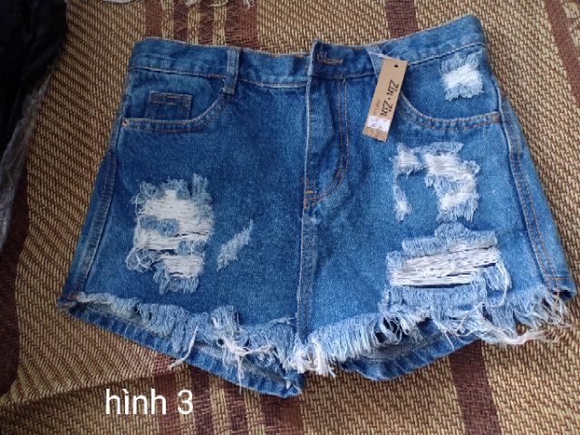 Quần short jeans xắn lai
