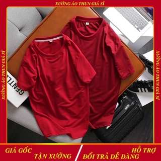 Áo thun nam | áo phông trơn cổ tròn màu đỏ đô