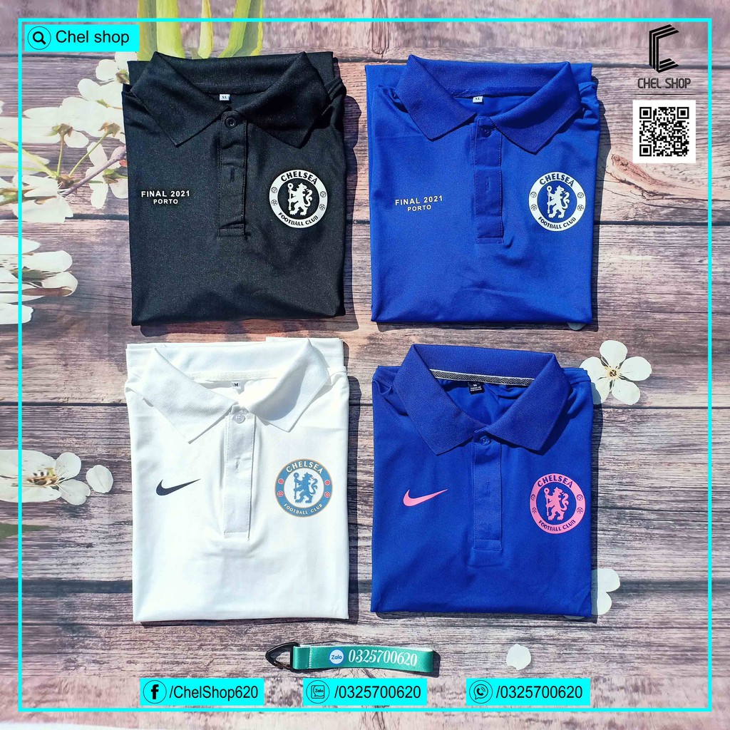 Áo polo cao cấp Chelsea mùa 2021/22 [XANH - ĐEN - TRẮNG]