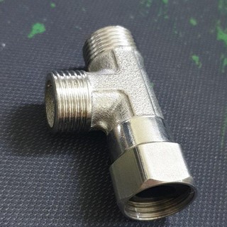 TÊ 2 ĐẦU RĂNG NGOÀI 1 ĐẦU ỐC INOX 304,TÊ CHIA NƯỚC BỒN CẦU VÀ VÒI XỊT