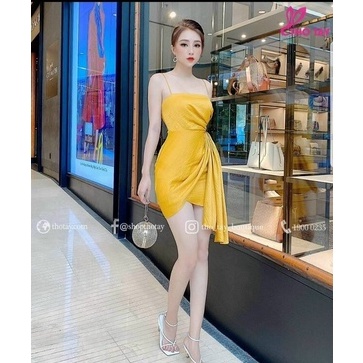 Đầm váy nữ ôm body 2 dây xếp bèo sexy quyến rũ thời trang nữ cho quý cô dự tiệc sang chảnh