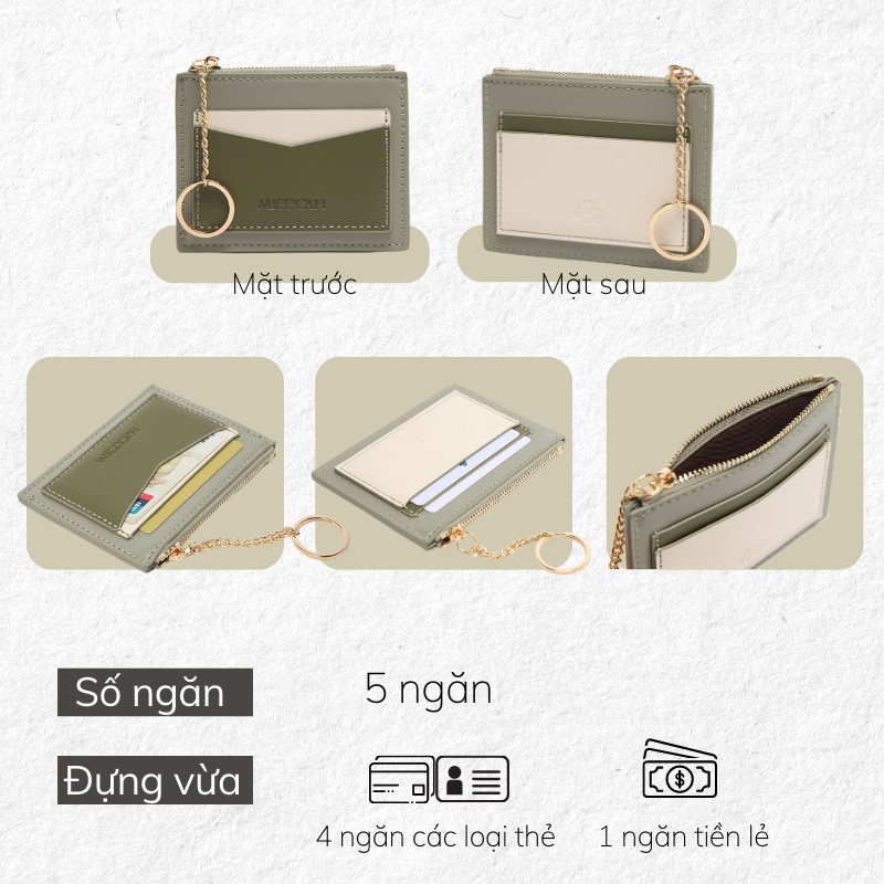 Ví da MICOCAH pu mỏng màu pastel thời trang Hàn Quốc đựng thẻ nữ atm card mini Tina Shop EL002