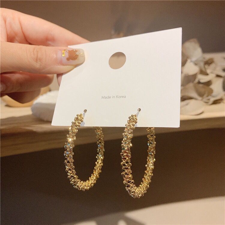 Bông tai mạ bạc 925 hình chữ C phong cách Hàn Quốc