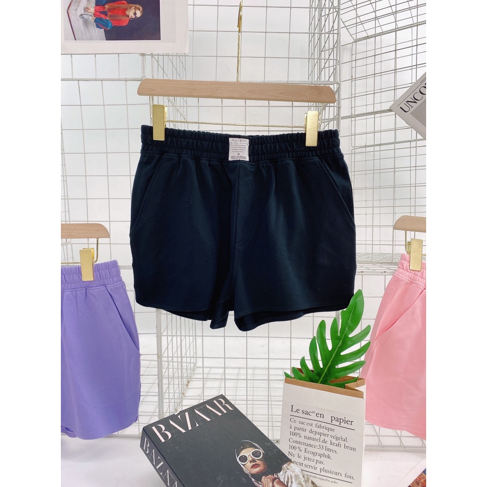 Quần shorts chất thun cotton dày dặn cực đẹp 4 màu đen xanh hồng cam