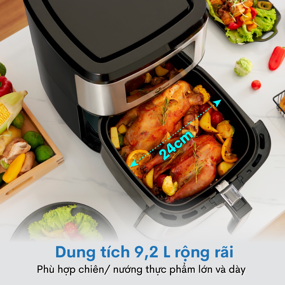 Nồi chiên không dầu 9.2 Lít điện tử nhập khẩu FujiE AF9D tự ngắt, nồi chiên ko dầu 9.2L 16 chế độ nấu cài đặt nhiệt độ