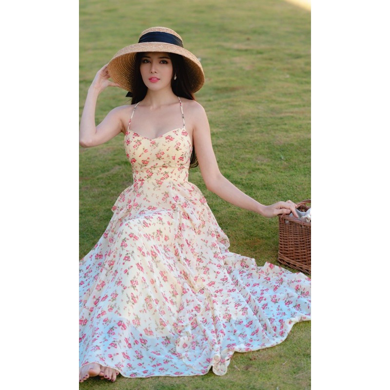 Đầm maxi hoa nhí bèo dây