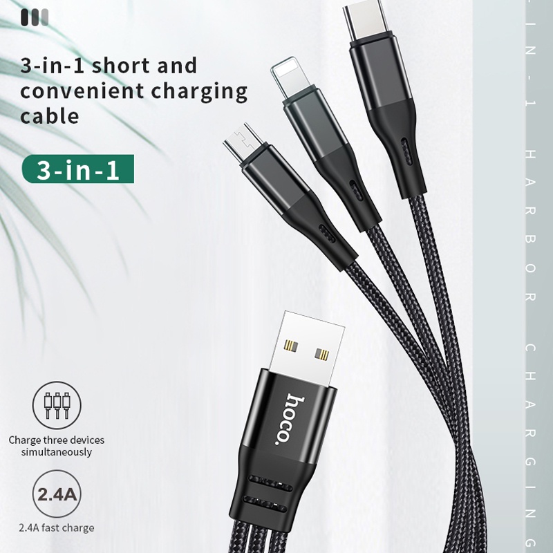 Cáp sạc HOCO X47 cổng Micro USB Type C 3 trong 1 dành cho  12 11 Samsung S20 S21