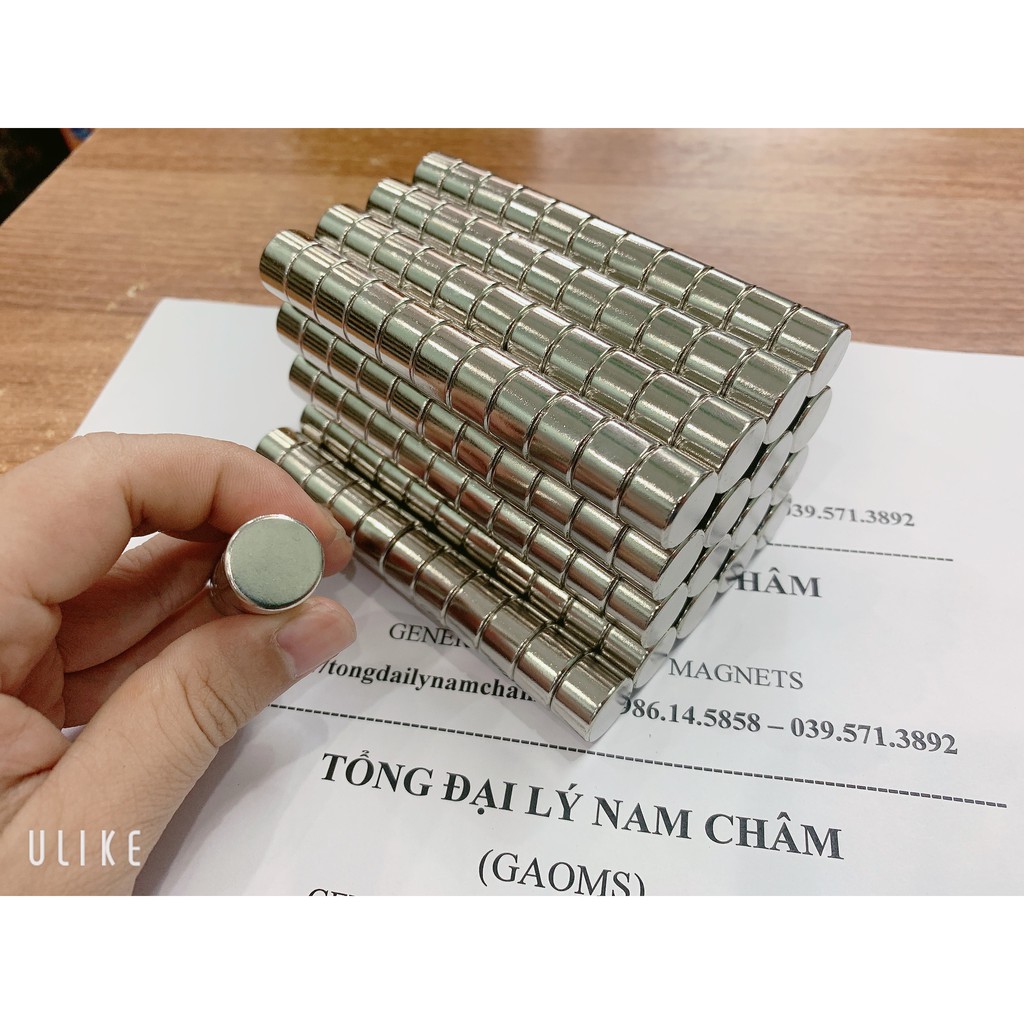 Nam châm viên 15x10mm, loại nam châm trắng đất hiếm lực hút siêu mạnh phi 15mm dày 10mm