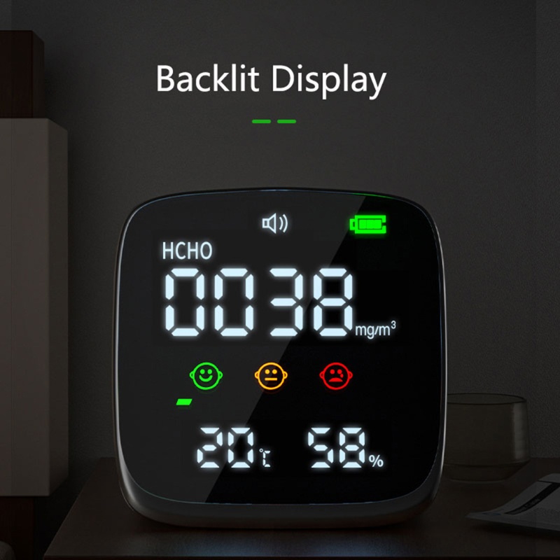 Máy Đo Độ Ẩm Màn Hình Hiển Thị Cảm Xúc HCHO Hôn HCHO Có Đèn Nền