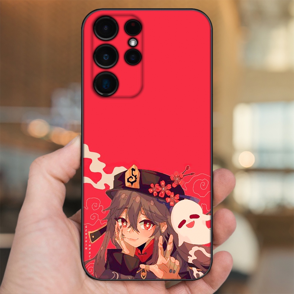 Ốp lưng Samsung S21 Ultra, S22 Ultra viền đen in hình Hutao Genshin Impact