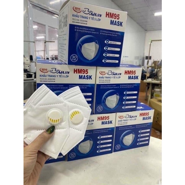 1 hộp Khẩu Trang N95 KN95 HM95 Mask 5 Lớp Chống Bụi Mịn PM2.5 (25 cái)