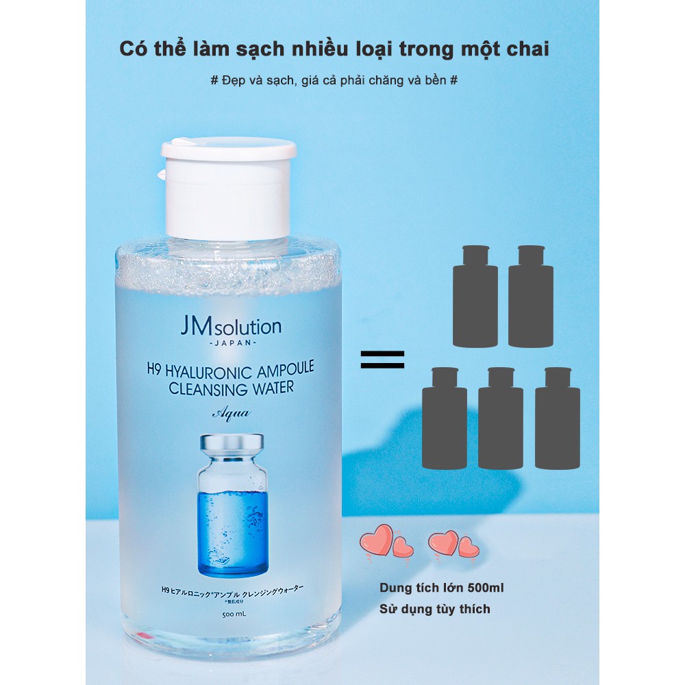 JM Nước tẩy trang nhẹ nhàng không gây kích ứng Axit Hyaluronic JMSOLUTION 500ml