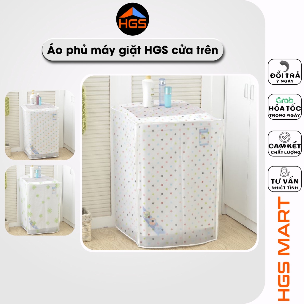 Áo phủ bảo vệ máy giặt HGS chống bám bụi kích thước 56x60x83 và 56x54x86 dùng cho máy cửa trên và cửa trước | mã GD074