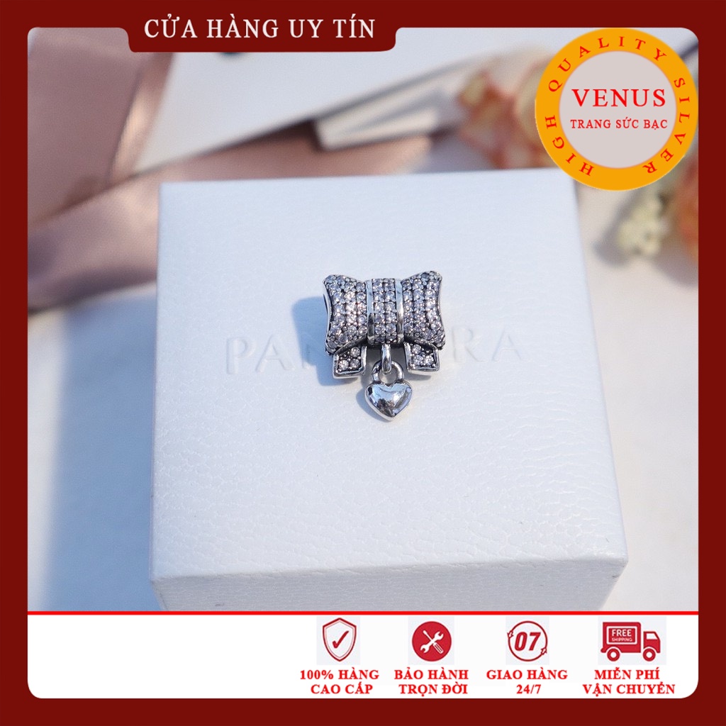 [Hàng cao cấp] Charm bạc 925 hình chiếc nơ gắn đá- Mã sản phẩm VENUSND