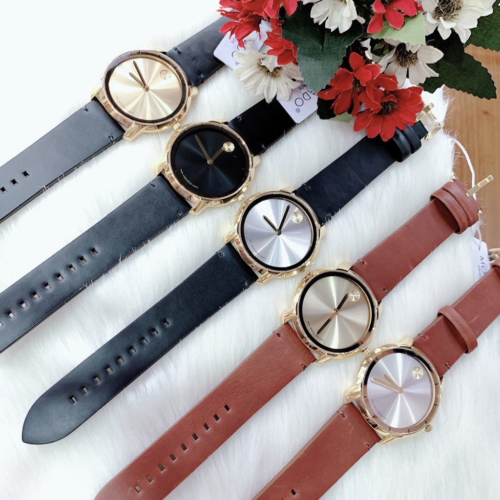 Đồng hồ nam MVD bold dây da vỏ vàng , size 44mm