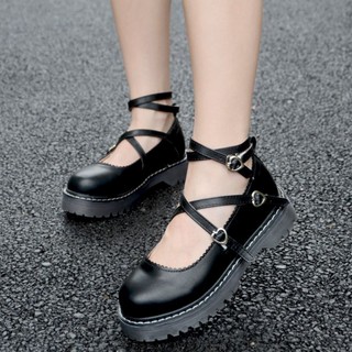 [Kèm Ảnh Thật - Order Hàng Loại 1] Giày búp bê Lolita loại cao cấp cài dây tim đế cao dày đẹp 4cm